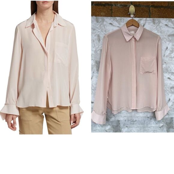 TWP Tops - TWP The New Morning After Silk Shirt in pale pink size XS/S